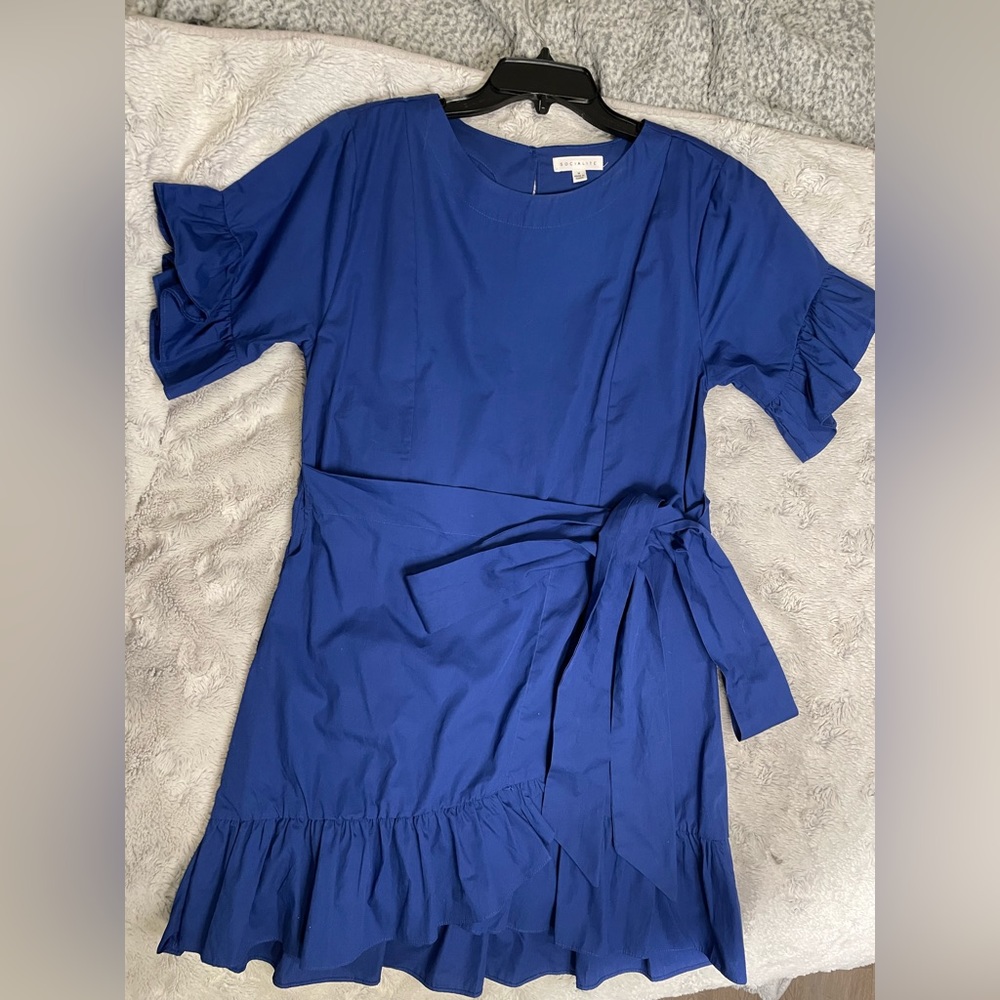 New SOCIALITE cobalt ruffled mini dress size medium-8